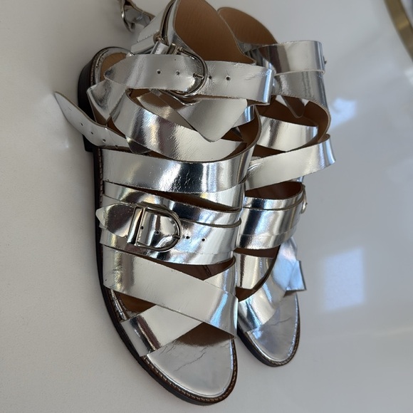 IRO Xoey Flat Sandals Mirrored Silver with Buckles Womens size 39/ 9 - Picture 14 of 16